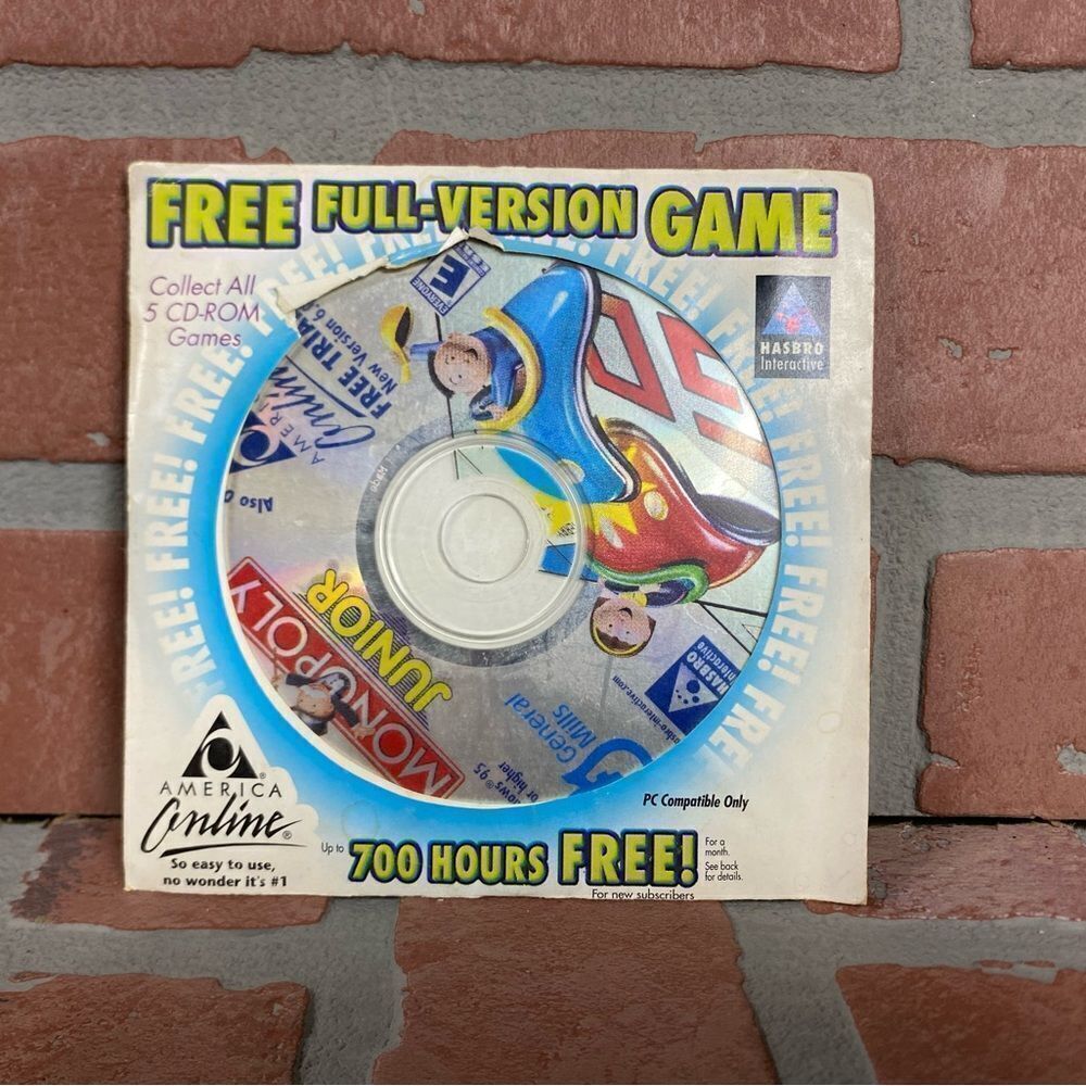 NEW SEALED Monopoly Junior CD-ROM vintage AOL Subscriber Gift 2000 Y2K